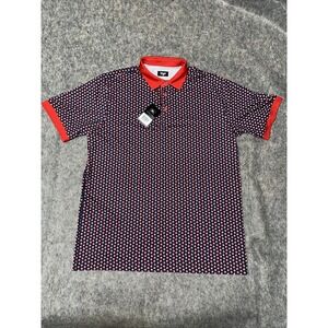 Waggle Mens Bobby Golf Polo Size XL with all over Red Bobbers print Blue-(005-6)